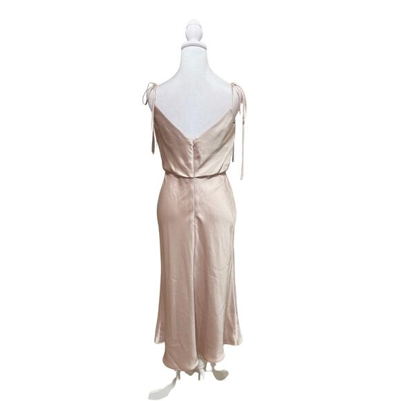 Jenny Yoo Kat Satin Midi Dress 6 Pink Prosecco - Picture 3 of 5